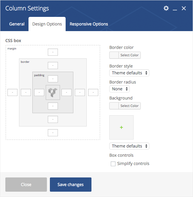 Column Settings Design Options