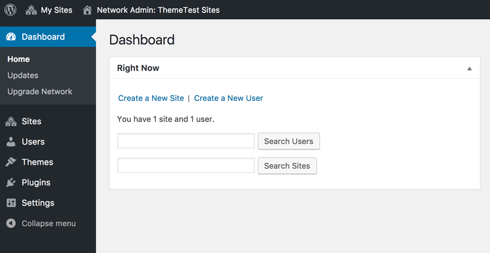 Wordpress Network Admin Dashboard