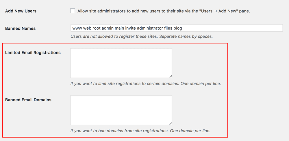 Wordpress Network Limited Registration